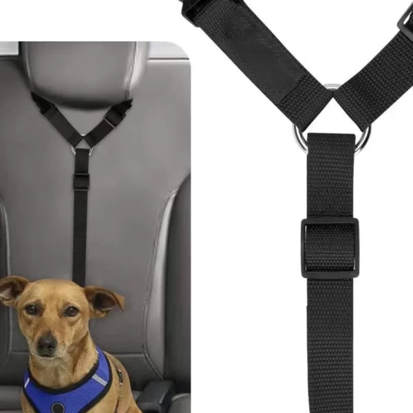 Adjustable Dog Car Seat Belt Leash – Two-in-One Nylon Pet Safety Harness for Backseat Travel - Image 2