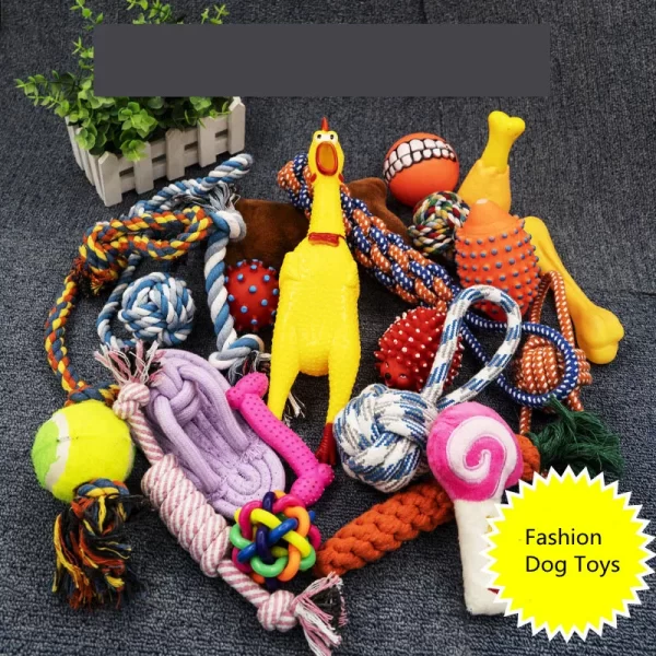 Dog Toy Set – Interactive Ball, Rope, Bone & Squeaky Plush Chew Toys for Small & Large Dogs - Image 3